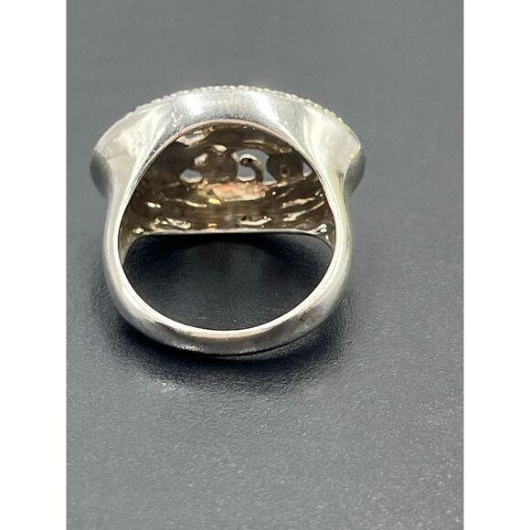 TJ 925 G Signed Designer Oval Sterling Silver Oval Filigree Ring Sz 7.5 - Picture 8 of 12